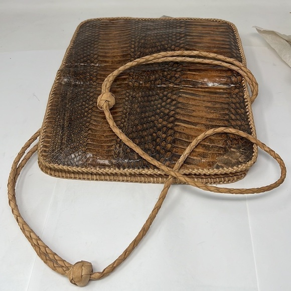 Vintage Python Snakeskin and Natural Leather Shoulder Bag - Picture 11 of 14